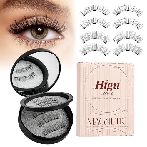 Higu clace Magnetische Wimpern,Magnet Wimpern Ohne Eyeliner,Magnetische Wimpern mit Applikator,Wimpern Magnetisch Natürlicher Look,Kein Kleber erforderlich Wimpern Magnetic(BLACK-AB) von Higu clace