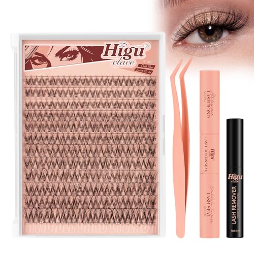 Higu clace Manga Lashes 144 PCS Wimpern Extensions Unsichtbares Band Wimpern Extensions Set 7 tage halt Mit Kleber Entferner Applikatoren für DIY Lash Extension von Higu clace