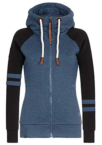 Hiistandd Damen Langarm Sweatshirt Damen Langarm Hoodie Damen Kapuzenpullover Sport Casual Farbblock Herbst Winter Warm Hoodies (Lake Blue, Large) von Hiistandd