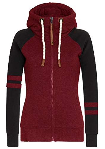 Hiistandd Damen Langarm Sweatshirt Damen Langarm Hoodie Damen Kapuzenpullover Sport Casual Farbblock Herbst Winter Warm Hoodies (Redwine, Small) von Hiistandd