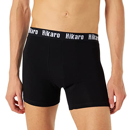 HIKARO Herren Men's Cotton Boxers Boxershorts, Mehrfarbig (Schwarz/Grau/Schwarz/Weiß), 40 (10er Pack) von HIKARO