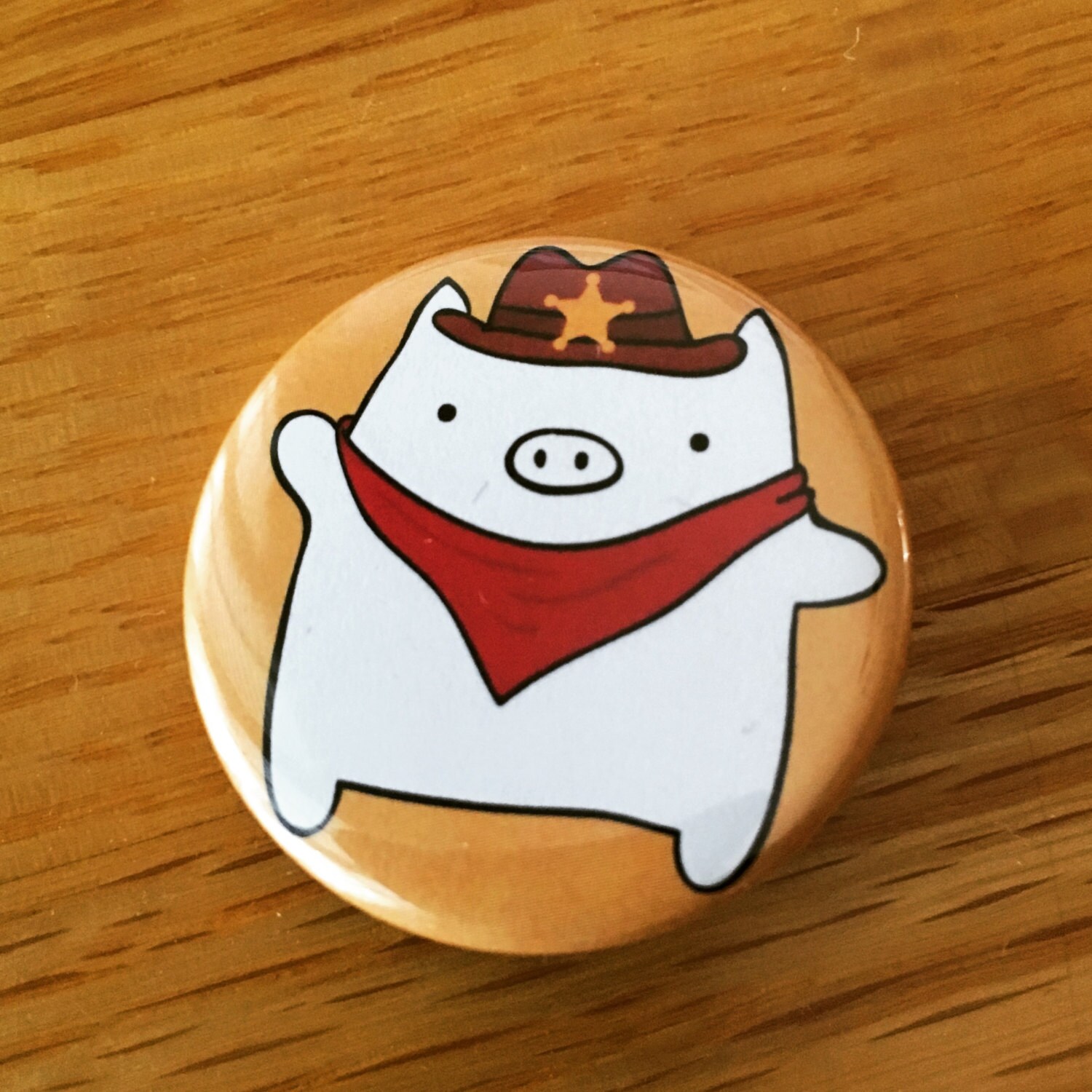 1, 25" Cowboy Schwein Button - Tier-Taste Süße Cowboy-Button 1, 25" Cowboy Schwein Button - Tier-Taste Süße Cowboy-Button von Hikaru811