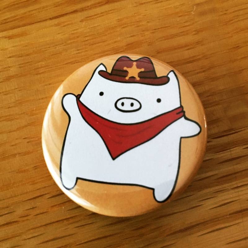 1, 25" Cowboy Schwein Button - Tier-Taste Süße Cowboy-Button 1, 25" Cowboy Schwein Button - Tier-Taste Süße Cowboy-Button von Hikaru811