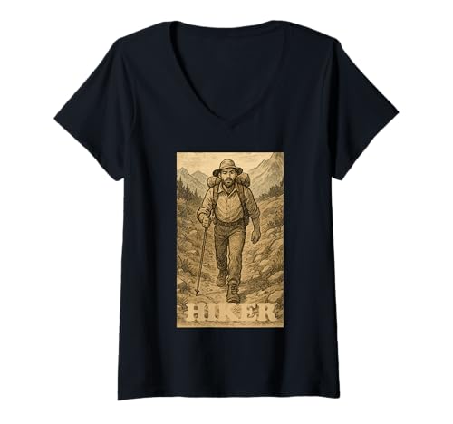 Damen Wanderer T-Shirt mit V-Ausschnitt Damen Wanderer T-Shirt mit V-Ausschnitt von Hiker Stuff