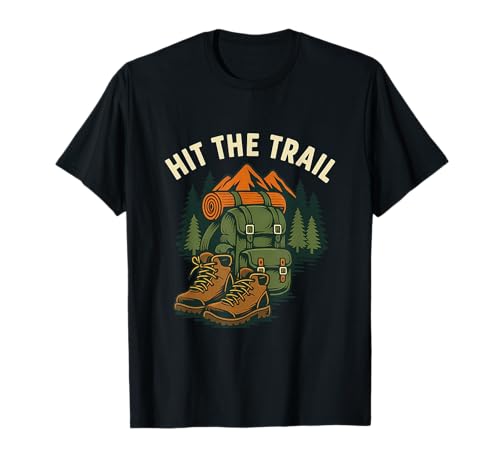 Hit The Trail Wanderrucksack Stiefel Grafikdesign T-Shirt von Hiking Adventure Nature Trekking Trail Apparel