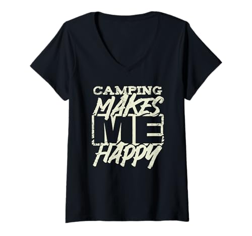 Damen Lustiges Camping Naturliebhaber Outdoor Camp Abenteuer T-Shirt mit V-Ausschnitt Damen Lustiges Camping Naturliebhaber Outdoor Camp Abenteuer T-Shirt mit V-Ausschnitt von Hiking Camping and Campfire Vibes