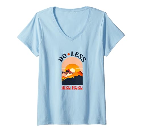 Damen Weniger wandern, mehr wandern, Positive Affirmationen, Retro-Design T-Shirt mit V-Ausschnitt Damen Weniger wandern, mehr wandern, Positive Affirmationen, Retro-Design T-Shirt mit V-Ausschnitt von Hiking Tees