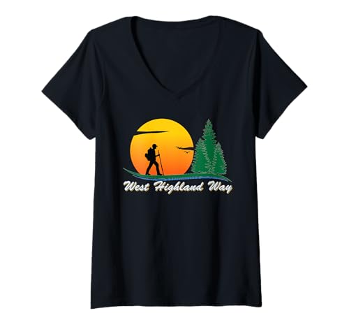 Damen West Highland Way Wanderwege, Wege, Flüsse T-Shirt mit V-Ausschnitt Damen West Highland Way Wanderwege, Wege, Flüsse T-Shirt mit V-Ausschnitt von Hiking Trails, Walking Paths and Ways