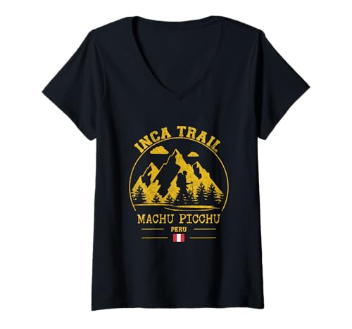 Damen Inka-Trail Machu Picchu Peruanische Anden Trekking Peru Wandern T-Shirt mit V-Ausschnitt Damen Inka-Trail Machu Picchu Peruanische Anden Trekking Peru Wandern T-Shirt mit V-Ausschnitt von Hiking & Backpacking Enthusiast Inca Trail