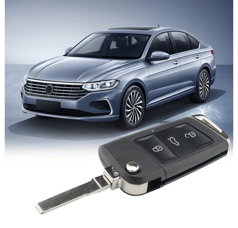 Hikity Schlüsseltasche 3 Tasten Ersatz Klappschlüsselgehäuse für Volkswagen Jetta Passat (Das ganze Set), Für A7 MQB VII Polo Touran Skoda Octavia Golf 7 MK7 4 5 Passat B5 B von Hikity