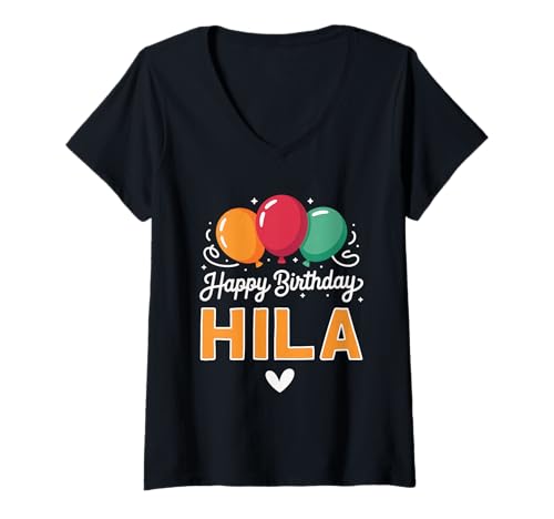 Damen Alles Gute zum Geburtstag Spruch Hila T-Shirt mit V-Ausschnitt Damen Alles Gute zum Geburtstag Spruch Hila T-Shirt mit V-Ausschnitt von Hila Name Spruch für Geburtstag