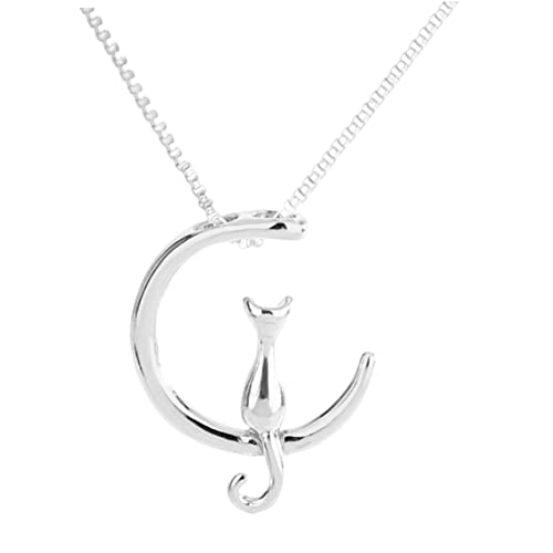 Halsketten, 925 Sterling Silber Halskette Kette Schöne Katzenmond Halskette Kette Charm Schmuck Juwelier Tierliebhaber Halskette für Frauen Mädchen von Hilai