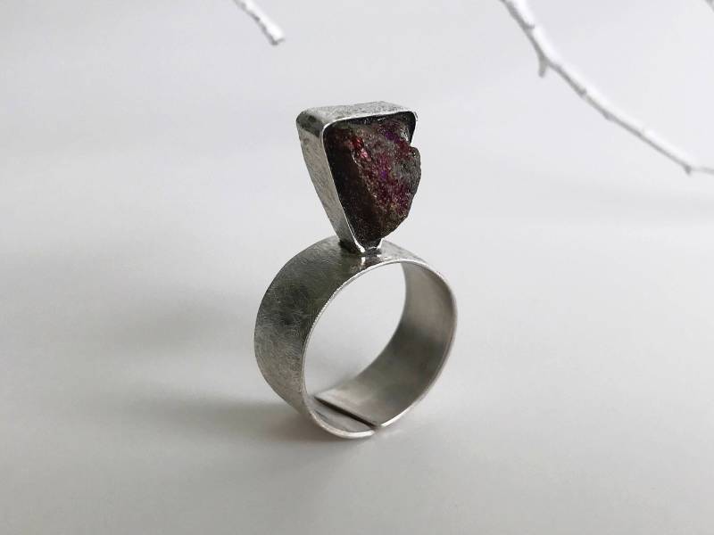 Pyrit Ring | Alternativer Verlobungsring Edelstein Rohkristall Handgefertigter Schmuck Verlobung Boho Kostenloser Versand von HilalSecenDesigns