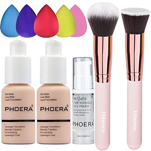 Phoera Foundation Concealer Cover Flüssigmatt Full Coverage Concealer Cover Shadows Skin Care Foundation Oil Control Erhellen Sie den langlebigen (101 Porcelain) von Hilareco