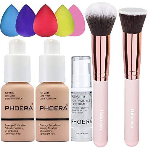 Phoera Foundation Concealer Cover Flüssigmatt Full Coverage Concealer Cover Shadows Skin Care Foundation Oil Control Erhellen Sie den langlebigen (103 Warm Peach) von Hilareco