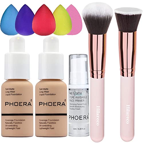 Phoera Foundation Concealer Cover Flüssigmatt Full Coverage Concealer Cover Shadows Skin Care Foundation Oil Control Erhellen Sie den langlebigen (104 Buff Beige) von Hilareco