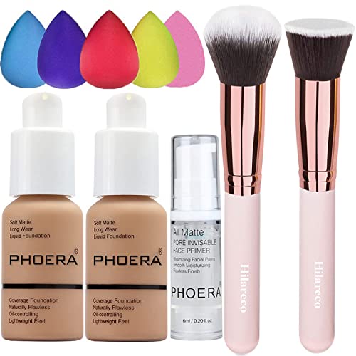 Phoera Foundation Concealer Cover Flüssigmatt Full Coverage Concealer Cover Shadows Skin Care Foundation Oil Control Erhellen Sie den langlebigen (105 Sand) von Hilareco