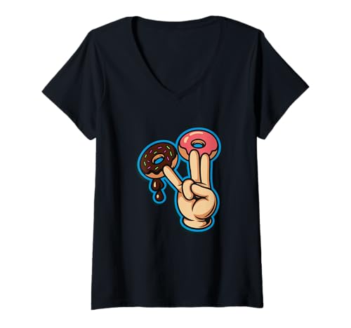 Damen Two in The Pink One Stink Lustiger Donut für Erwachsene T-Shirt mit V-Ausschnitt Damen Two in The Pink One Stink Lustiger Donut für Erwachsene T-Shirt mit V-Ausschnitt von Hilarious Adult Jokes