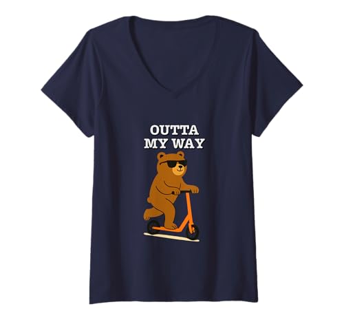 Damen Lustiger Bär Outta My Way Cool T-Shirt mit V-Ausschnitt Damen Lustiger Bär Outta My Way Cool T-Shirt mit V-Ausschnitt von Hilarious Bear Gifts