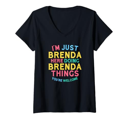 Damen Brenda Macht Brenda Dinge Lustiger Brenda Name T-Shirt mit V-Ausschnitt Damen Brenda Macht Brenda Dinge Lustiger Brenda Name T-Shirt mit V-Ausschnitt von Hilarious Brenda Girl Name Stuff Corner
