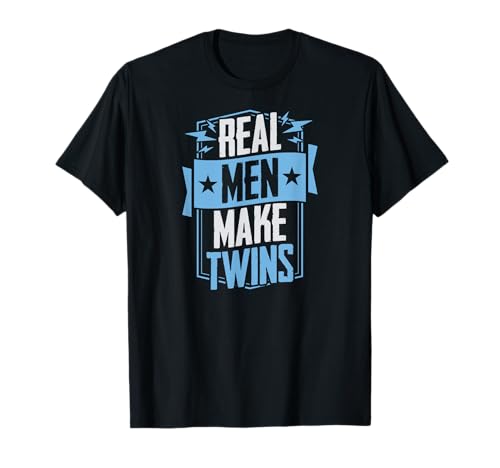 Real Men Make Twins Schwangerschaftsankündigung Twin Dad T-Shirt Real Men Make Twins Schwangerschaftsankündigung Twin Dad T-Shirt von Hilarious Dad Joke Quotes Merch With A Retro Vibe