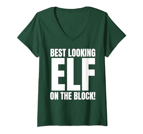 Damen Lustiges Elfenkostüm und einfache Weihnachtsfeiern Outfits T-Shirt mit V-Ausschnitt Damen Lustiges Elfenkostüm und einfache Weihnachtsfeiern Outfits T-Shirt mit V-Ausschnitt von Hilarious Group Elves Costumes