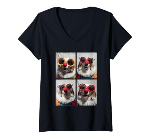 Damen Lustige Beagles mit Sonnenbrille Clown Tier Kidcore Halloween T-Shirt mit V-Ausschnitt Damen Lustige Beagles mit Sonnenbrille Clown Tier Kidcore Halloween T-Shirt mit V-Ausschnitt von Hilarious Halloween Costumes Gifts