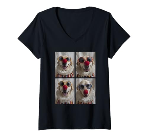 Damen Niedliche Labradore mit Sonnenbrille Clowns Hunde Kidcore Halloween T-Shirt mit V-Ausschnitt Damen Niedliche Labradore mit Sonnenbrille Clowns Hunde Kidcore Halloween T-Shirt mit V-Ausschnitt von Hilarious Halloween Costumes