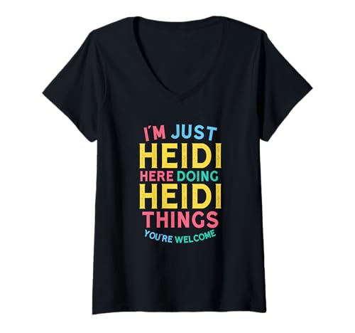 Damen Heidi Here Doing Heidi Things Lustiger Heidi Name T-Shirt mit V-Ausschnitt Damen Heidi Here Doing Heidi Things Lustiger Heidi Name T-Shirt mit V-Ausschnitt von Hilarious Heidi Girl Name Stuff Corner