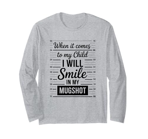 Lustiger Eltern-Mugshot Spruch Schützende Mama Papa Frauen Männer Gag Langarmshirt von Hilarious Parenting Jail Joke Father Mother Pun