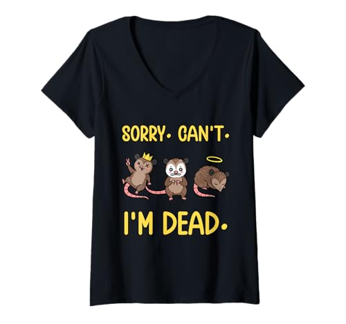 Damen Lustiges Opossum-Fake-Death-Meme. TUT Mir leid T-Shirt mit V-Ausschnitt Damen Lustiges Opossum-Fake-Death-Meme. TUT Mir leid T-Shirt mit V-Ausschnitt von Hilarious Possum And Trash Animal Humor