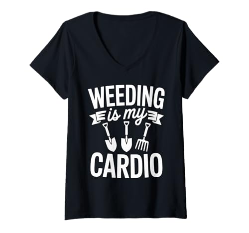 Damen Lustiges Jäten ist Mein Cardio-Sprichwort Gartenhumor Damen Herren T-Shirt mit V-Ausschnitt Damen Lustiges Jäten ist Mein Cardio-Sprichwort Gartenhumor Damen Herren T-Shirt mit V-Ausschnitt von Hilarious Yardwork Outdoor Hobby Landscaper Joke