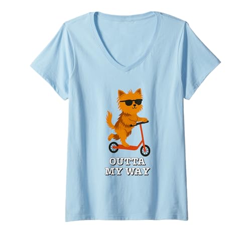 Damen Lustiger Yorkshire Terrier Outta My Way Cool Dog T-Shirt mit V-Ausschnitt Damen Lustiger Yorkshire Terrier Outta My Way Cool Dog T-Shirt mit V-Ausschnitt von Hilarious Yorkshire Terrier