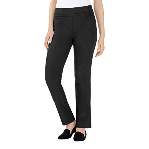 Hilary Radley Damen Comfort Fit sitzt an der Taille Slim Leg Stretch Pull On Hose - Schwarz - 36 Hilary Radley Damen Comfort Fit sitzt an der Taille Slim Leg Stretch Pull On Hose - Schwarz - 36 von Hilary Radley