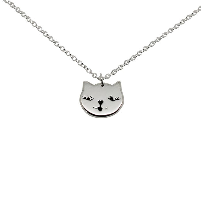 Katze Gesicht Halskette - Sterling Siver Katze Gesicht Halskette - Sterling Siver von HilaryandJune