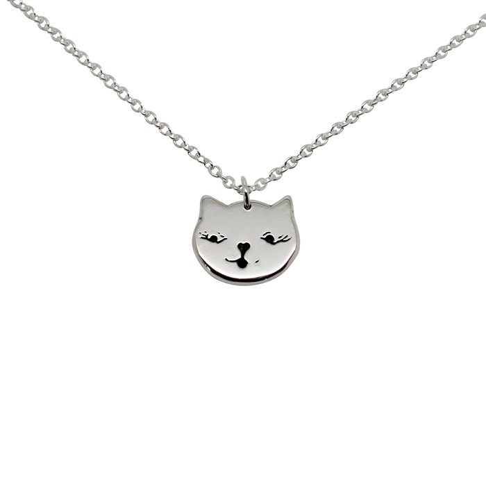 Katze Gesicht Halskette - Sterling Siver Katze Gesicht Halskette - Sterling Siver von HilaryandJune