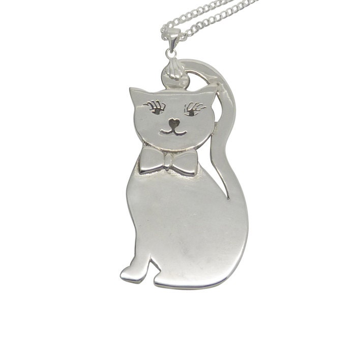 Katze-Halskette - Sterling Silber Katze-Halskette - Sterling Silber von HilaryandJune