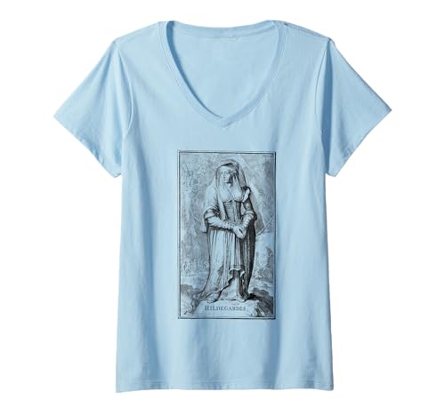 Damen Hildegard von Bingen Saint Hildegard T-Shirt mit V-Ausschnitt von Hildegard of Bingen Saint Hildegard