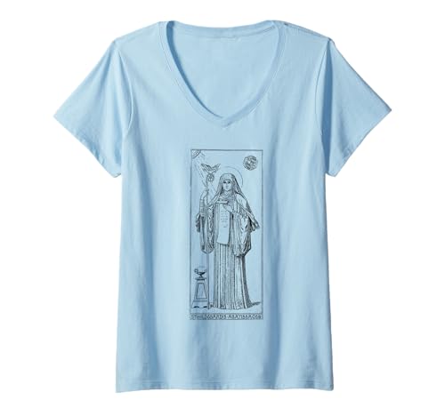 Damen Hildegard von Bingen Saint Hildegard T-Shirt mit V-Ausschnitt von Hildegard of Bingen Saint Hildegard