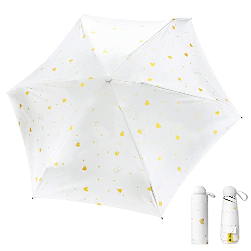 Hileyu Faltbarer Reiseschirm Kleiner kompakter Mini-Regenschirm Anti-UV Leichtgewichtige und tragbare Handtaschenschirme für Frauen Männer 90 X 50cm (Weiß) von Hileyu