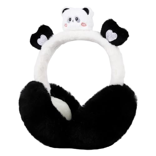 Hileyu Ohrenschützer für Männer und Frauen,Warmer Ohrenschützer für den Winter Tragbare Faltbare Ohrenschützer Fleece Plüsch Ohrenwärmer Ohrenschützer mit Cartoon-Stil (Panda) von Hileyu