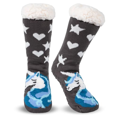 Kuschelsocken Stoppersocken Damen Wintersocken Flauschige Socken Super Weich Und Warm Socken Niedliche Tiere Wintersocken Haus schlafen Pantoffelsocken Weihnachtsgeschenk für Frauen 35-42 (Grau) von Hileyu