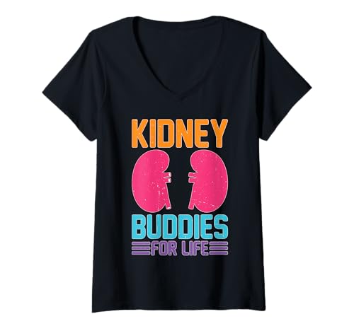 Damen Kidney Buddies for Life Organ Transplant Support T-Shirt mit V-Ausschnitt Damen Kidney Buddies for Life Organ Transplant Support T-Shirt mit V-Ausschnitt von Hilfe für Nierenspender