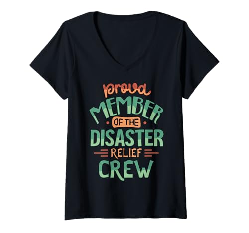 Damen Stolzes Mitglied der Katastrophenhilfe -Crew T-Shirt mit V-Ausschnitt Damen Stolzes Mitglied der Katastrophenhilfe -Crew T-Shirt mit V-Ausschnitt von Hilfsteam