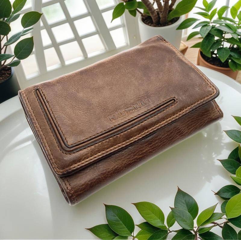 Hill Burry Geldbörse echt Leder Damen Portemonnaie mit RFID Schutz, Handschmeichler aus gewaschenem Rindleder, Farbe braun Hill Burry Geldbörse echt Leder Damen Portemonnaie mit RFID Schutz, Handschmeichler aus gewaschenem Rindleder, Farbe braun von Hill Burry