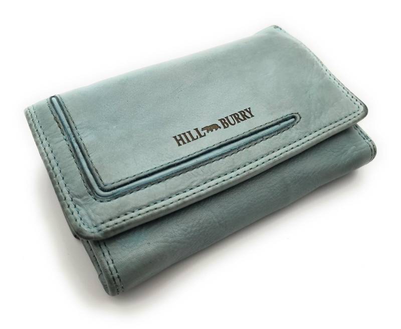 Hill Burry Geldbörse echt Leder Damen Portemonnaie mit RFID Schutz, Handschmeichler aus gewaschenem Rindleder, Farbe hellblau Hill Burry Geldbörse echt Leder Damen Portemonnaie mit RFID Schutz, Handschmeichler aus gewaschenem Rindleder, Farbe hellblau von Hill Burry