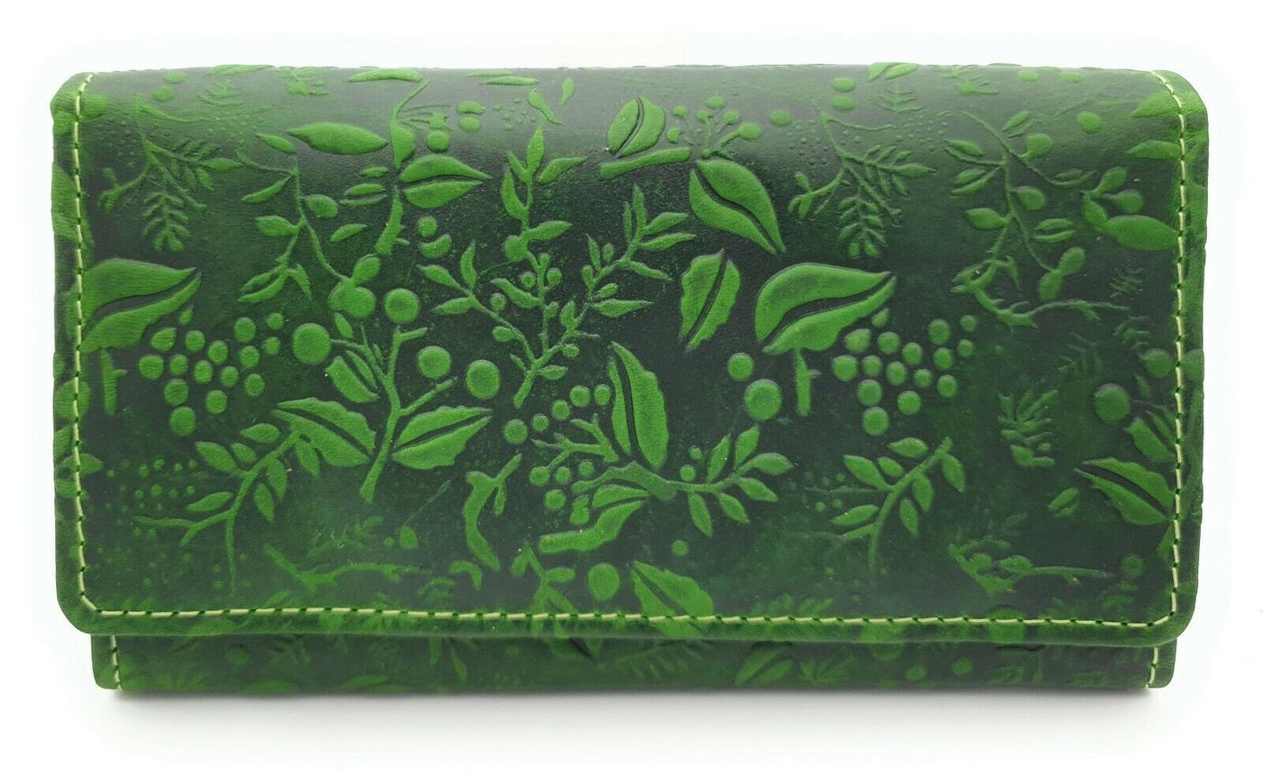 Hill Burry Geldbörse echt Leder Damen Portemonnaie mit RFID Schutz, florales Muster, umfangreich ausgestattet von Hill Burry
