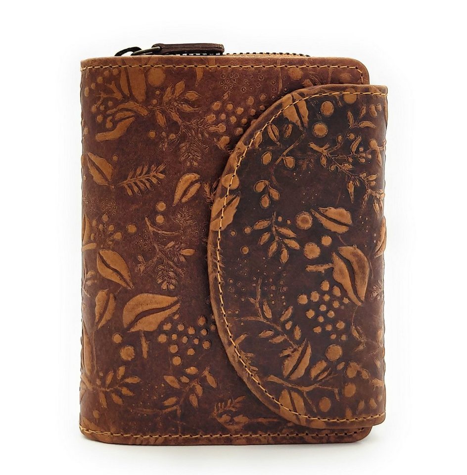 Hill Burry Geldbörse echt Leder Damen Portemonnaie mit RFID Schutz, wunderschönes, florales Muster, 16 Kartenfächer von Hill Burry