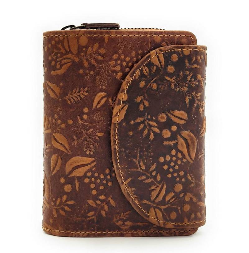 Hill Burry Geldbörse echt Leder Damen Portemonnaie mit RFID Schutz, wunderschönes, florales Muster, 16 Kartenfächer von Hill Burry