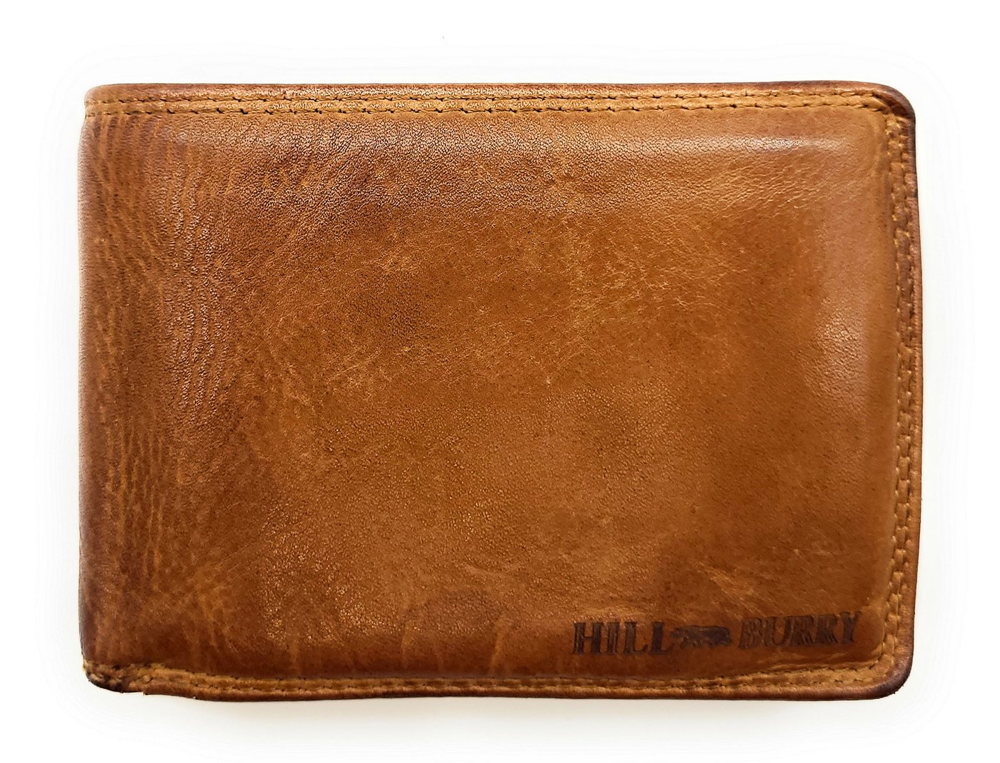 Hill Burry Geldbörse flaches echt Leder Portemonnaie mit RFID Schutz, Waschleder, Slimline, ideal auch für die Hosentasche von Hill Burry